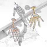 Crowned Ice Chandelier Belly Bar with Rose Gold Plating - Dangling Belly Ring. Navel Rings Australia.