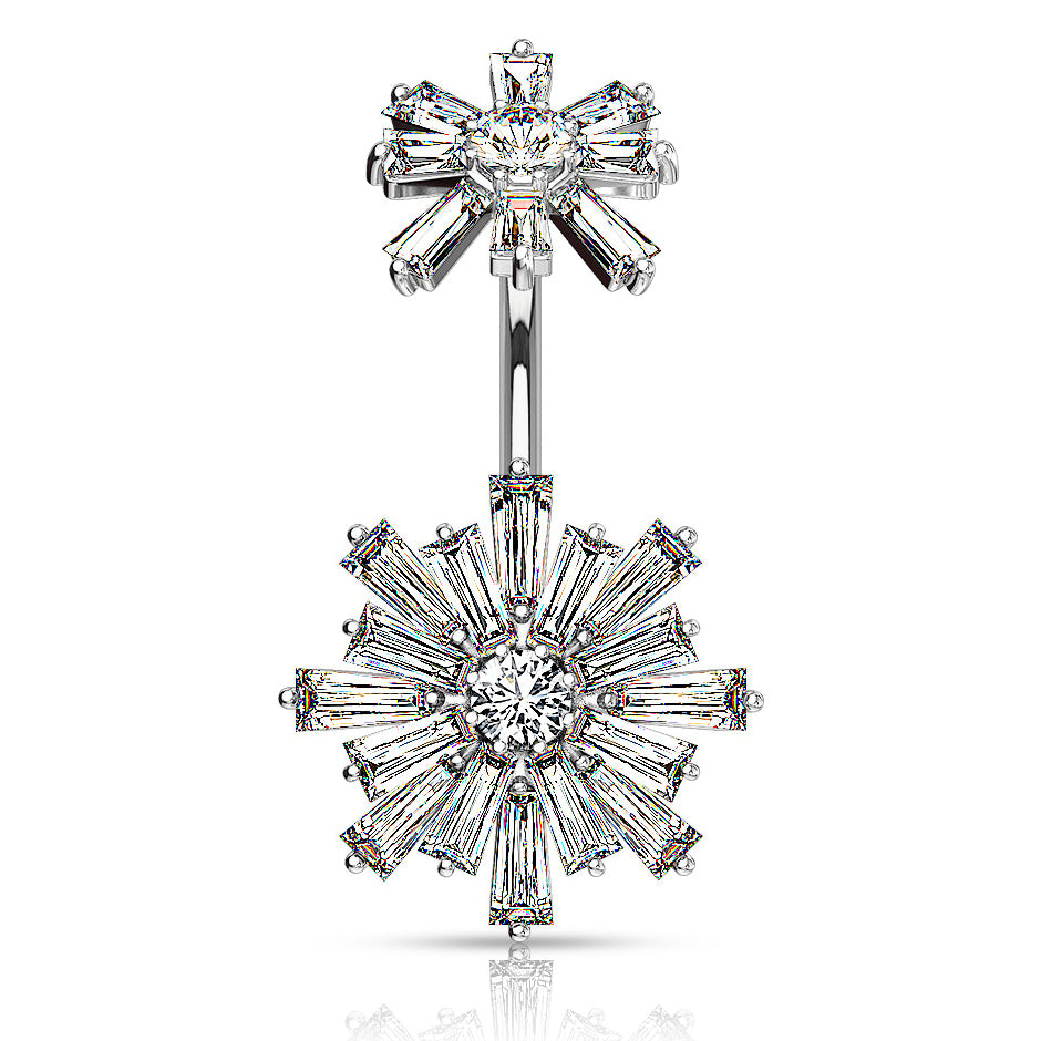 Baguette Fusion Belly Ring - Fixed (non-dangle) Belly Bar. Navel Rings Australia.