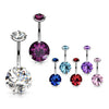 Internally Threaded Prong Set Belly Piercing