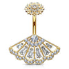 Foxia Crowned Baguette Belly Bar with Gold Plating