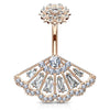 Foxia Crowned Baguette Belly Bar with Rose Gold Plating