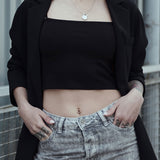 Santiago Arc Belly Ring with Rose Gold Plating - Fixed (non-dangle) Belly Bar. Navel Rings Australia.