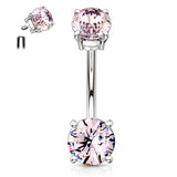 Classic Internally Threaded Gem Belly Bar - Basic Curved Barbell. Navel Rings Australia.