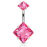 Internally Threaded Square Prong Set Belly Bar - Fixed (non-dangle) Belly Bar. Navel Rings Australia.