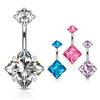 Internally Threaded Square Prong Set Belly Bar