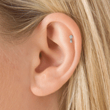 Invisible Set Diamond Dangle Threaded Stud by Maria Tash in 18K Yellow Gold. Flat Stud.