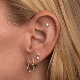 Invisible Set Diamond Threaded Stud Earring by Maria Tash in 18K White Gold. Flat Stud.