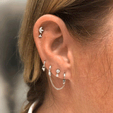 Invisible Set Diamond Dangle Threaded Stud by Maria Tash in 18K Yellow Gold. Flat Stud.