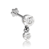 Invisible Set Diamond Dangle Threaded Stud by Maria Tash in 18K White Gold. Flat Stud.