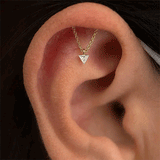 Invisible Set Triangle Diamond Drape Threaded Stud Earring by Maria Tash in 18K Yellow Gold