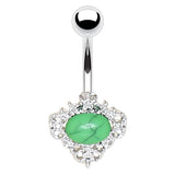 (discontinued) Jadeite Jewel Belly Rings - Fixed (non-dangle) Belly Bar. Navel Rings Australia.