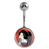 Josei Japanese Art Print Belly Ring - Basic Curved Barbell. Navel Rings Australia.