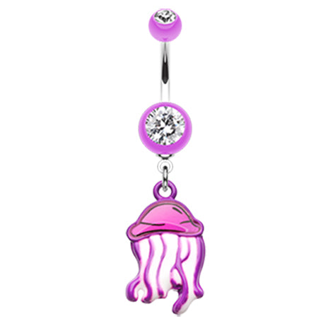 jelly fish belly ring purple