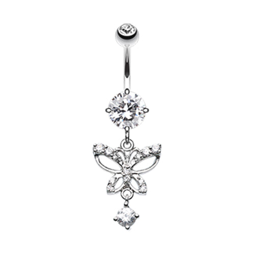 Runaway Glamour Butterfly Belly Bar - Dangling Belly Ring. Navel Rings Australia.
