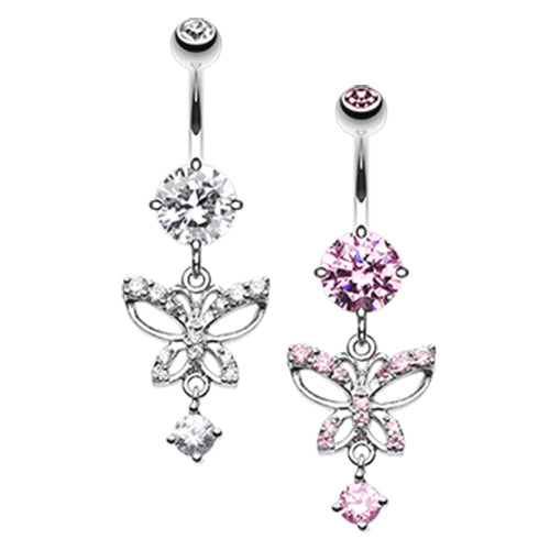 Runaway Glamour Butterfly Belly Bar - Dangling Belly Ring. Navel Rings Australia.