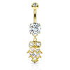 Glittering Midnight Owl Belly Bar with Gold Plating