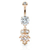 Glittering Midnight Owl Belly Bar with Rose Gold Plating