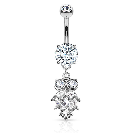 Glittering Midnight Owl Belly Bar - Dangling Belly Ring. Navel Rings Australia.
