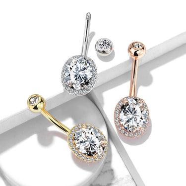 Jojo Ovaline Belly Bar with Gold Plating - Basic Curved Barbell. Navel Rings Australia.