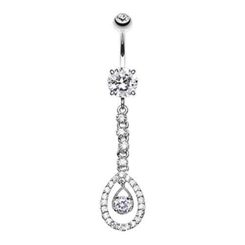 Crystallised Riverina Loop Belly Bar - Dangling Belly Ring. Navel Rings Australia.
