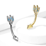 16g Petite Tribal Split Arrow Navel Ring with Gold Plating - Split Spinal Belly Bar. Navel Rings Australia.