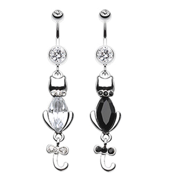 Sass Kitty Cat Belly Dangle - Dangling Belly Ring. Navel Rings Australia.