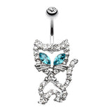 Purrfect Kitty Belly Bar - Fixed (non-dangle) Belly Bar. Navel Rings Australia.