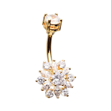 Krystal Blanchefleur Belly Bar with Yellow Gold Plating