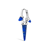 Lapis Triple Long Spike Hoop Earring by Maria Tash in White Gold