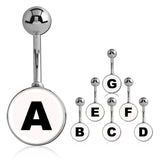 Printed Alphabet Letter Initial Belly Bars - Basic Curved Barbell. Navel Rings Australia.