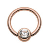 Rose Gold Rounded Gem Ball Captive Belly Ring