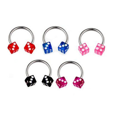 Acrylic Dice Horseshoe Navel Bar - Circular Barbell / Horse Shoe. Navel Rings Australia.