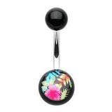 Hawaiian Luau Acrylic Belly Bar - Basic Curved Barbell. Navel Rings Australia.