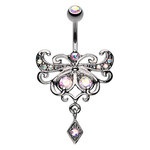The Butterfly Glorieux Navel Bar - Fixed (non-dangle) Belly Bar. Navel Rings Australia.