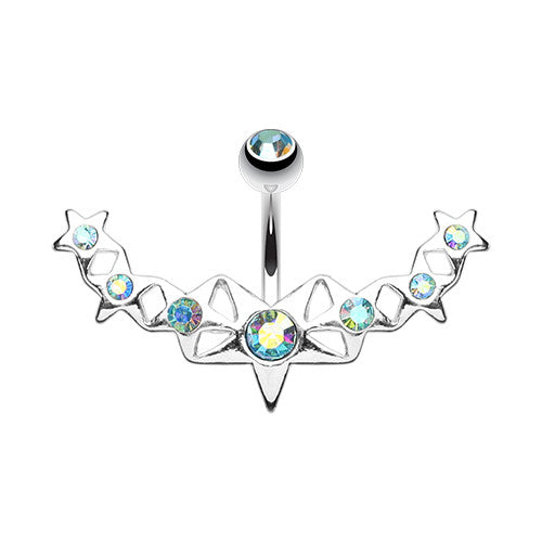 Glister Star Arc Belly Piercing - Fixed (non-dangle) Belly Bar. Navel Rings Australia.