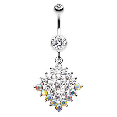 Aurora Tipped Diamond Navel Ring - Dangling Belly Ring. Navel Rings Australia.