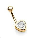 Heart Belly Ring with Gold Plating - Fixed (non-dangle) Belly Bar. Navel Rings Australia.