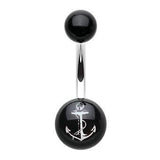 Acrylic Sailors Anchor Belly Button Ring - Basic Curved Barbell. Navel Rings Australia.