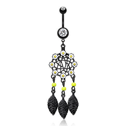 Daisy Field Dream Catcher Belly Piercing - Dangling Belly Ring. Navel Rings Australia.