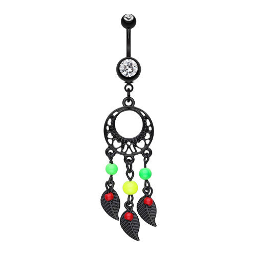 Enchanting Dream Web Belly Button Bar - Dangling Belly Ring. Navel Rings Australia.