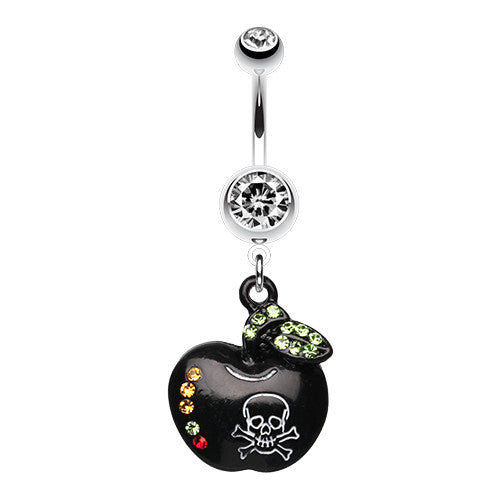 Jeweled Poisoned Apple Navel Bar - Dangling Belly Ring. Navel Rings Australia.