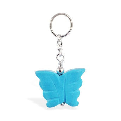 TummyToys® Turquoise Butterfly Belly Bar Swinger - TummyToys® Swinger Charm. Navel Rings Australia.