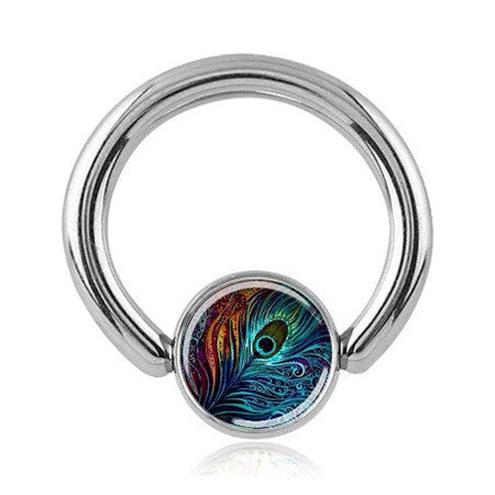 Fluffed Feathers Captive Navel Ring - Captive Belly Ring. Navel Rings Australia.