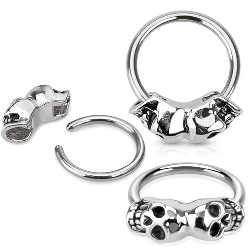 Double Skull Captive Belly Jewellery - Captive Belly Ring. Navel Rings Australia.