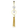 Chain Cluster Navel Bar with Gold Plating - Dangling Belly Ring. Navel Rings Australia.