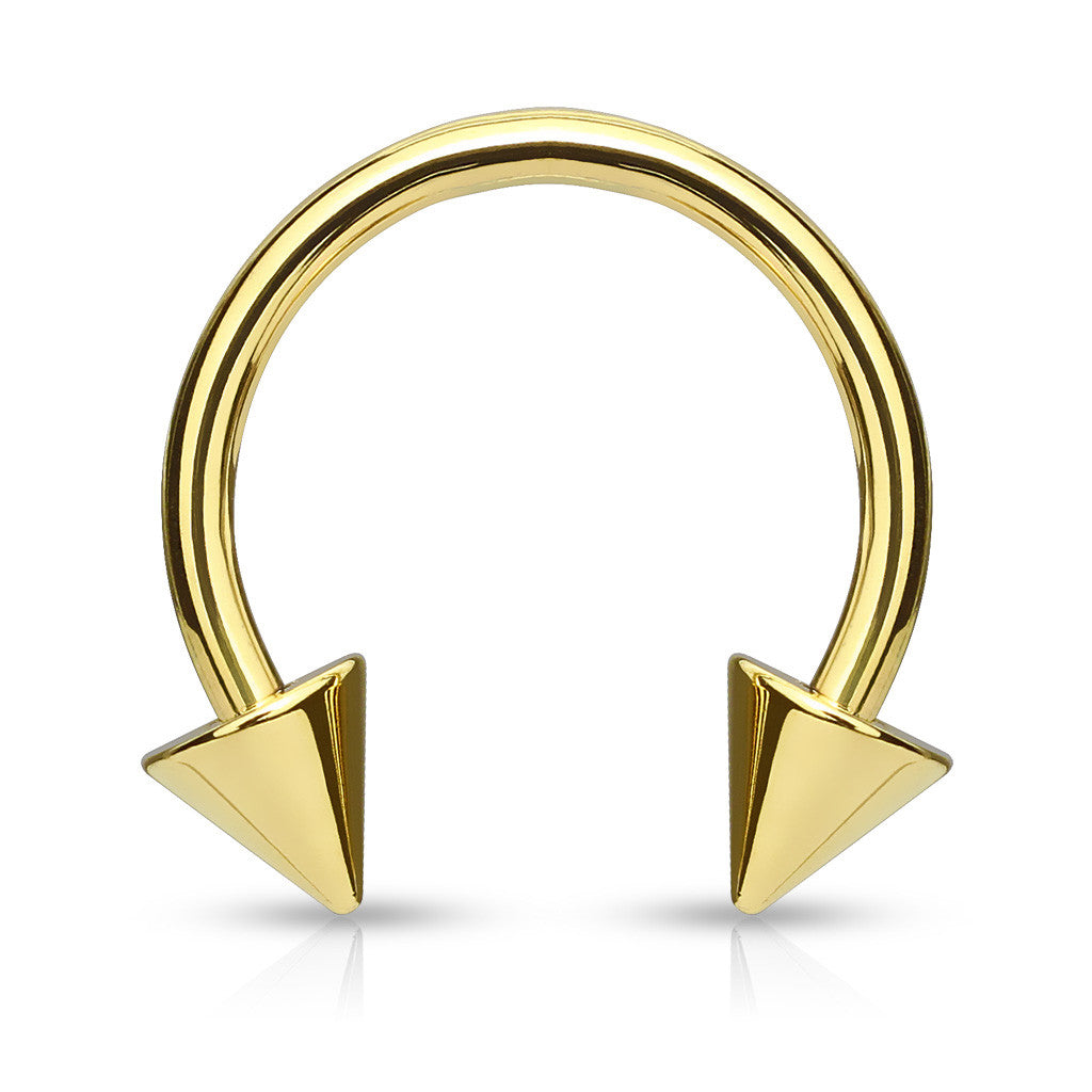 Spiked Horse Shoe Body Jewellery with Gold Plating - Circular Barbell / Horse Shoe. Navel Rings Australia.