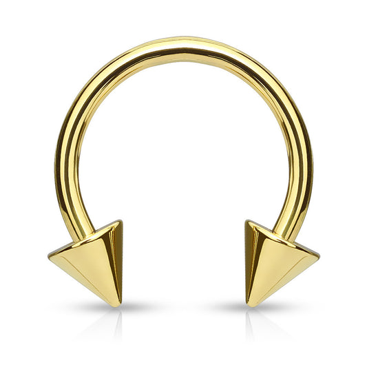 Spiked Horse Shoe Body Jewellery with Gold Plating - Circular Barbell / Horse Shoe. Navel Rings Australia.