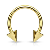Spiked Horse Shoe Body Jewellery with Gold Plating - Circular Barbell / Horse Shoe. Navel Rings Australia.