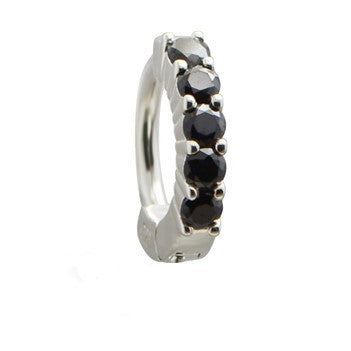 TummyToys® Solid 925 Silver Huggy with Black Diamante - TummyToys® Patented Clasp. Navel Rings Australia.
