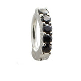 TummyToys® Solid 925 Silver Huggy with Black Diamante - TummyToys® Patented Clasp. Navel Rings Australia.